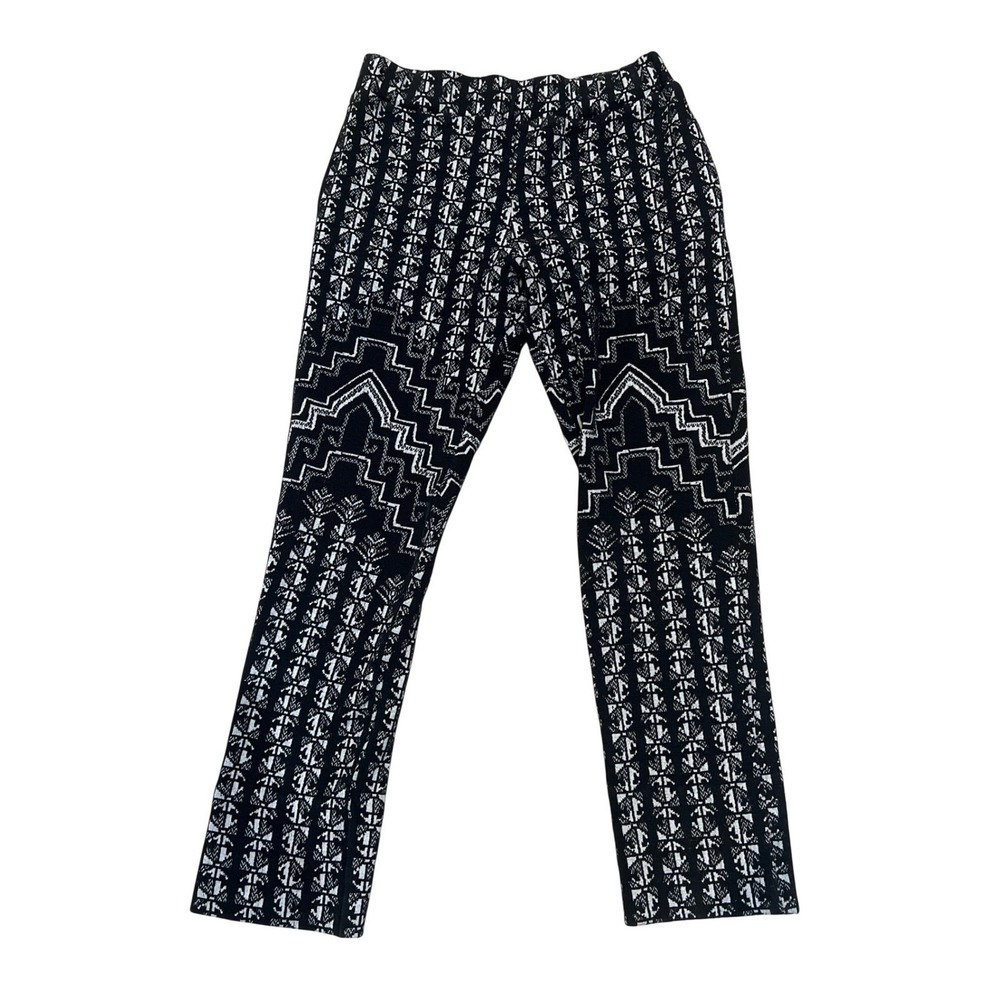 Mara Hoffman Active Geometric Tribal Print Knit Leggings Black White‎ XS